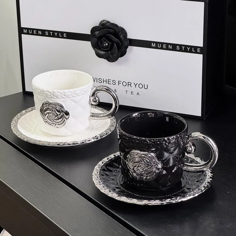 满氛轻奢创意小众咖啡杯高档精致陶瓷杯碟套装高颜值下午茶杯子