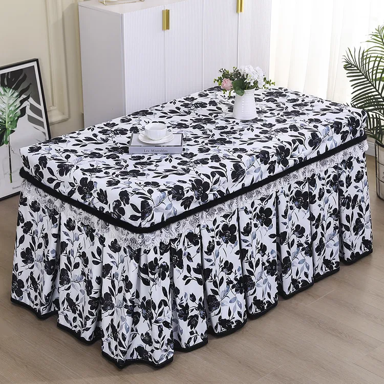 新水墨画加绒裙摆电炉罩新款电暖炉桌套长方形茶几烤火罩烤炉套子