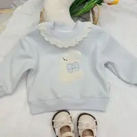 敏敏”蓝色清新小兔卫衣加绒加厚圆领打底25333