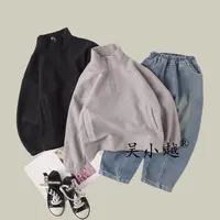 吴小越w1688男童加绒卫衣秋冬新款韩版宽松儿童上衣男孩冬装潮牌