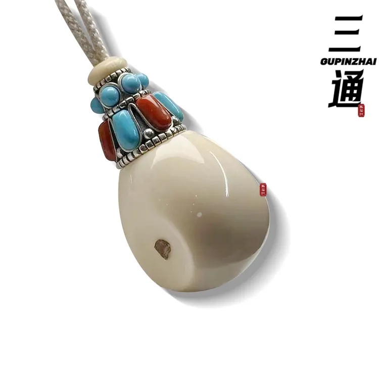 GUPINZJAI·猛犸牙镶嵌三通精品文玩纯手工天然原生态菩提手串配饰
