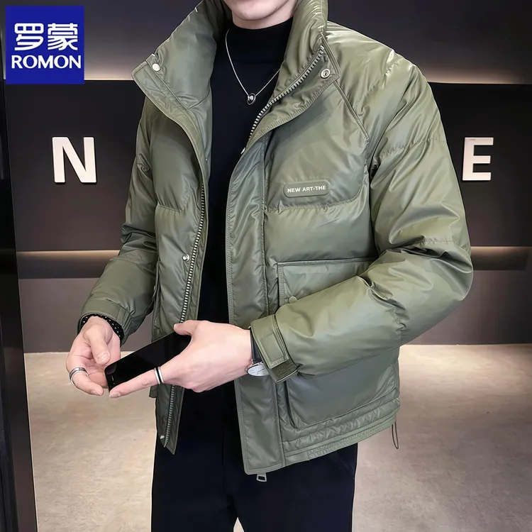 Romon/罗蒙秋冬季皮羽绒服男士新款潮流韩版夹克时尚短款保暖外套