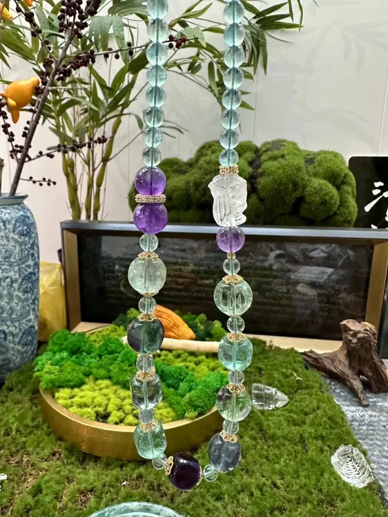 非金属珐琅吊坠 非金属珐琅花师父推荐方糖莹石项链