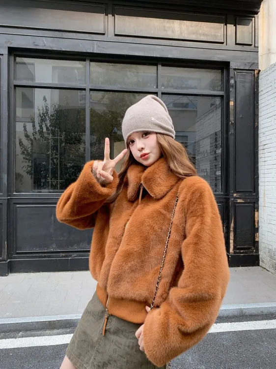 “Anna酱兔” 原版原色原毛料新品仿兔毛皮毛一体外套