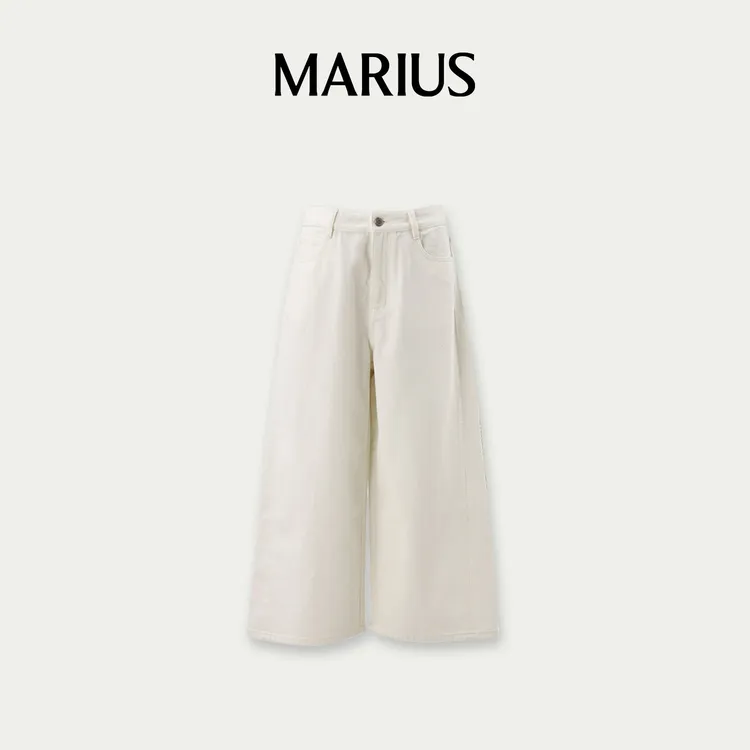 MARIUS“小粉牛”慵懒风极简高腰牛仔裤时尚简约
