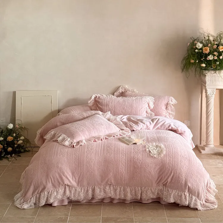 【秋冬新款】正品A类全消光雕花牛奶绒床单床盖床裙款—克拉玫瑰系列