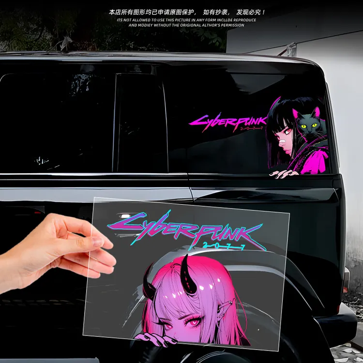 汽车贴纸多巴胺美女车窗玻璃个性防水装饰贴纸电动车划痕遮挡贴