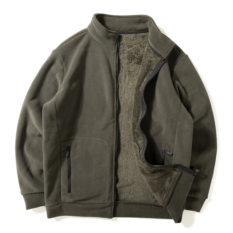 Enbi Simcotton摇粒绒外套秋冬双面绒加厚保暖抓绒衣宽松立领夹克