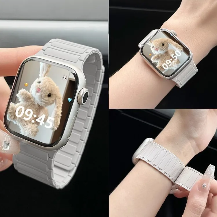 适用苹果手表硅胶磁吸表带iwatch10 apple watch1-10代