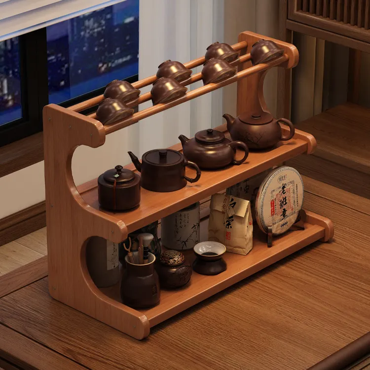 桌面博古架茶桌杯架收纳置物架非实木小型茶具紫砂壶展示摆放架子