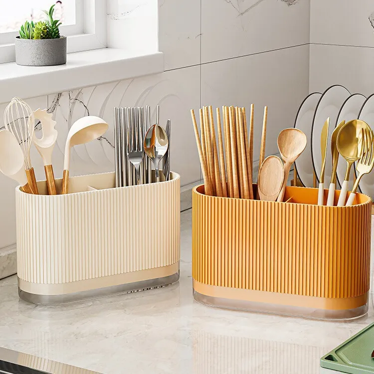 厨房筷子筒置物架家用壁挂式筷篓放勺子餐具收纳盒多功能沥水筷篓