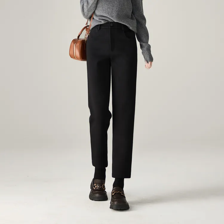 索菲丝尔加绒加厚显瘦修身2025冬季百搭休闲时尚小脚烟管裤541635