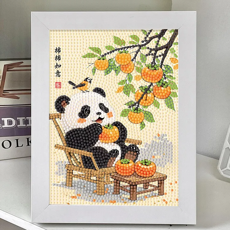 diy钻石贴画动物熊猫柿柿如意儿童创意手工材料包幼儿园益智玩具