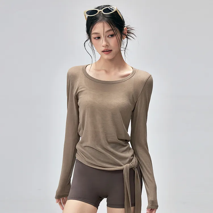 透气瑜伽服罩衫薄修身显瘦运动上衣女普拉提跑步训练健身长袖新款