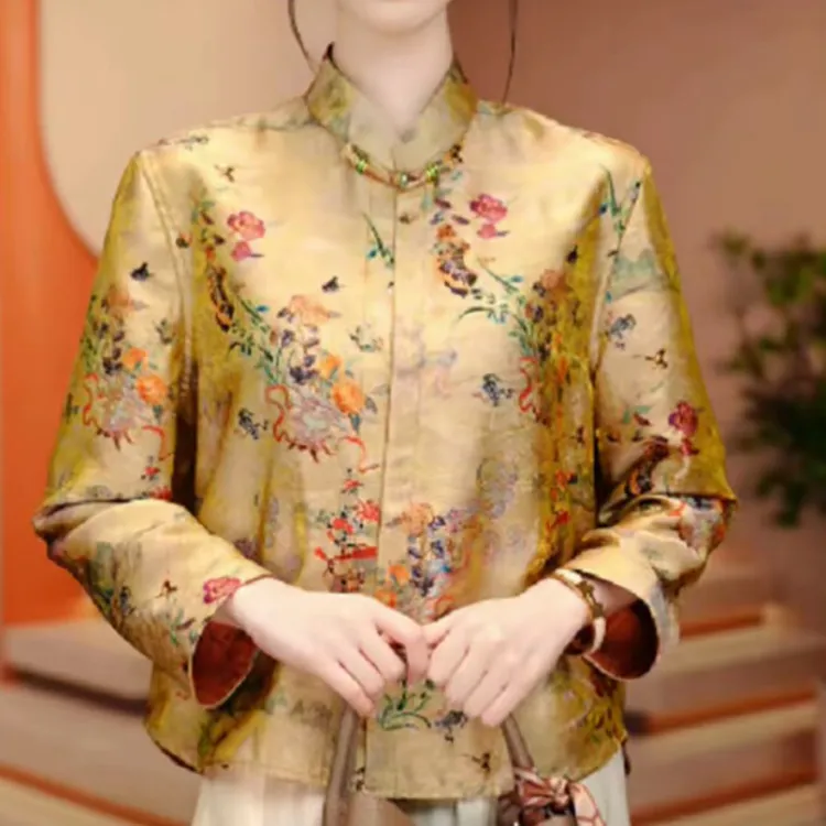 1新款洋气宽松显瘦优雅轻奢气质印花百搭小衫