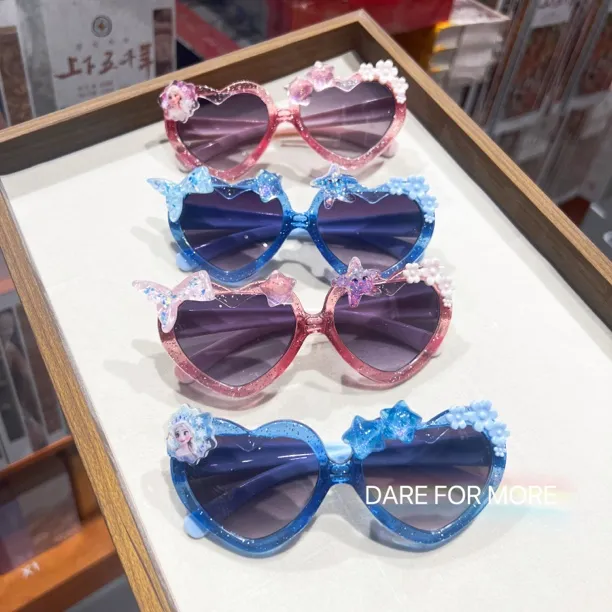 太阳镜女童墨镜儿童艾莎公主卡通粉活动装扮春夏人鱼海星拍摄道具