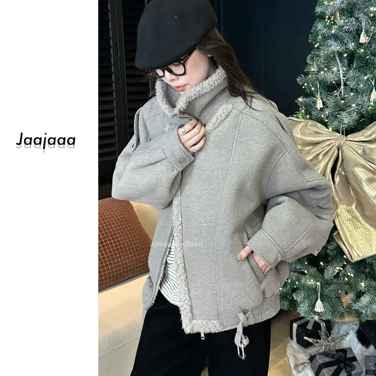 Jaajaaa清雾朦朦 冬季设计小众简约百搭通勤保暖宽松外套/CAAF