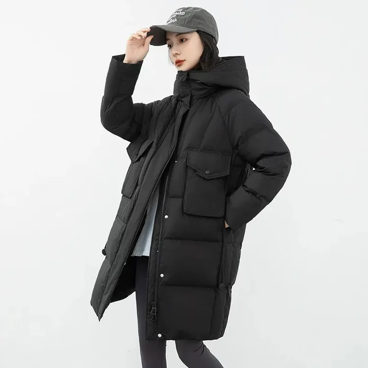 YAYA/鸭鸭新款韩版立体显瘦时尚保暖中长款羽绒服休闲YE3B635645L