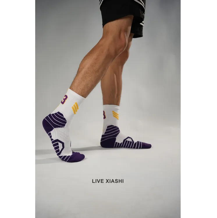 LIVE XIASHI 男款运动透气吸汗纯棉防磨加厚毛巾底专业实战篮球袜