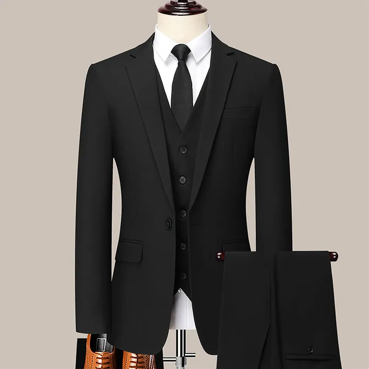 纯色商务秋冬西服套装外套粘合衬工艺结婚西装宴会主持人礼服上班