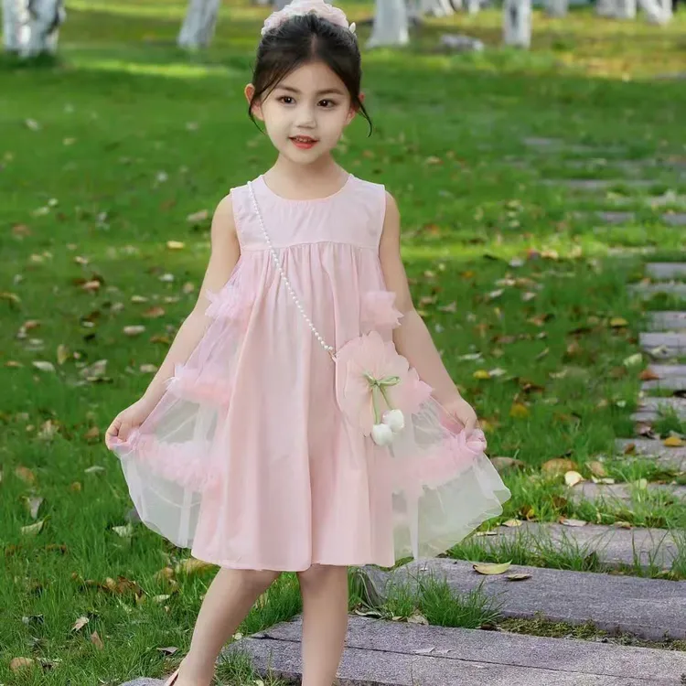 女童连衣裙夏季新款洋气网纱裙子夏装女孩中大童裙子儿童公主裙潮