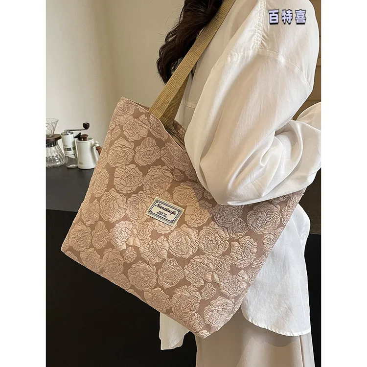 韩国ins小众帆布包包2025新款时尚通勤托特包女大学生上课单肩包