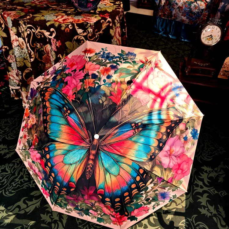 新款油画太阳伞遮阳防晒防紫外线晴雨两用女加粗加固抗风折叠伞