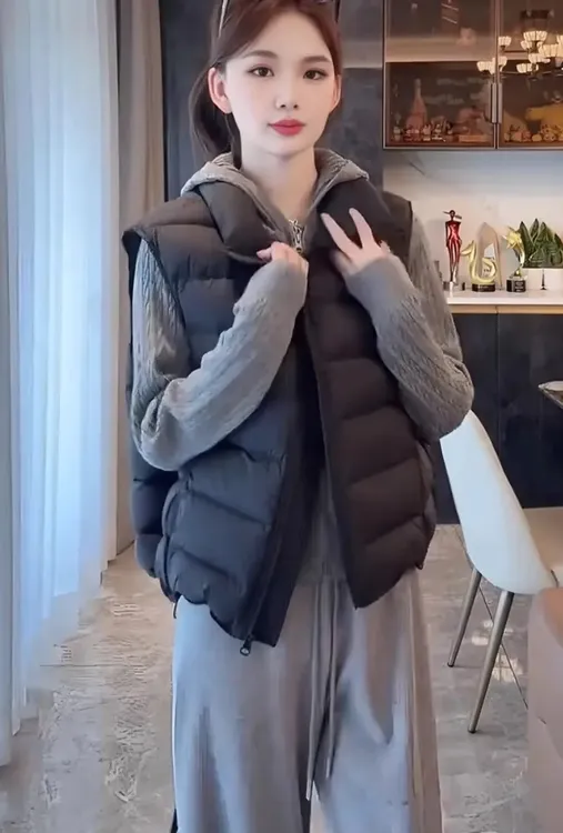 绒子含量90%）排骨马甲女白鸭绒轻薄短款宽松马夹坎肩背心外穿