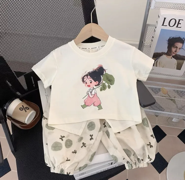 2025新款女童套装防蚊裤两件套夏季薄款舒适宽松百搭