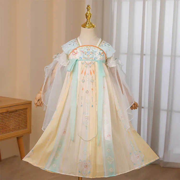 汉服女童夏季新款儿童国风唐装古风古装小女孩超仙连衣裙齐胸襦裙