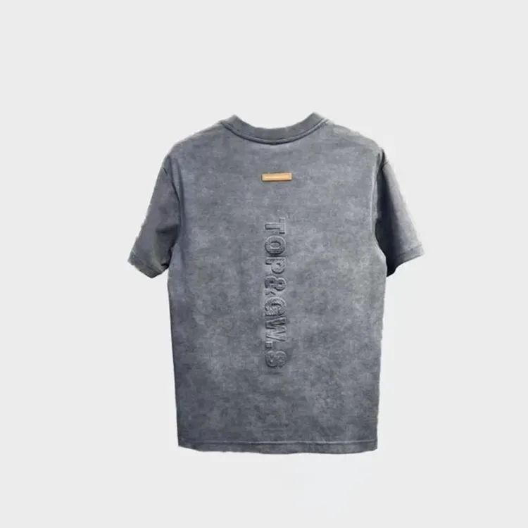 2025新款夏季时尚扎染短袖T恤男士宽松圆领潮流钢印休闲半袖体恤