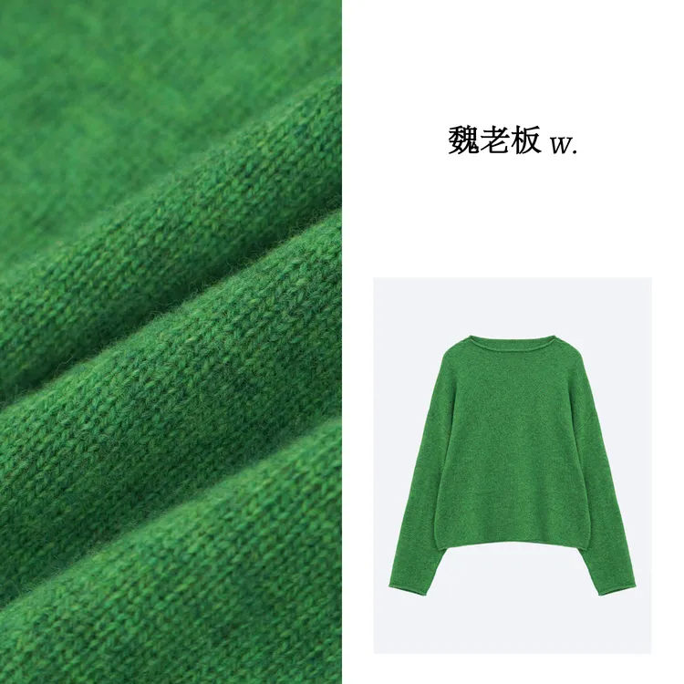W.Diva【百里香】山羊绒羊毛软糯轻奢宽松圆领长袖毛衣34Z101177