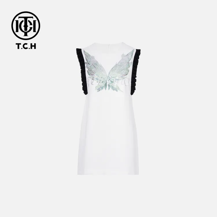 TCH轻奢烫钻工艺时尚休闲百搭舒适连衣裙女T75B30E1030私服tch
