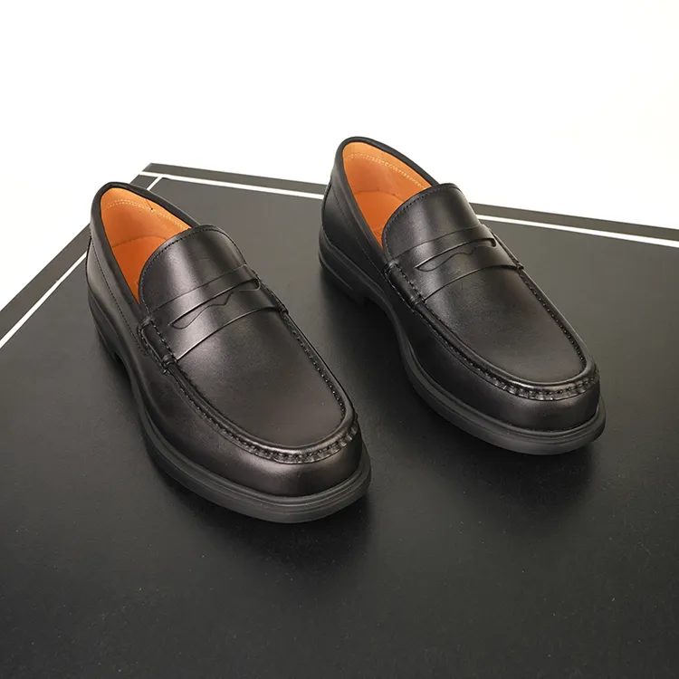 男士一脚蹬软底软面透气舒适头层牛皮休闲乐福鞋