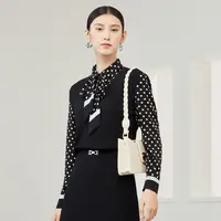 【晨粉专享价】波点假两件25年新款系带领蝴蝶结优雅通勤衬衫女