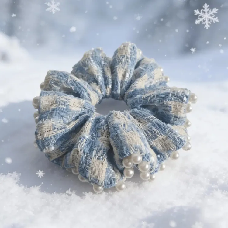 法式森系清新甜美针织发圈 温柔气质简约复古头绳百搭少女发饰