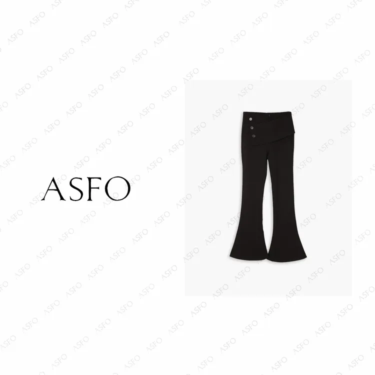 【AS半遮面】25新假两件加绒加厚高腰显瘦修身喇叭裤AS25QXXK04630