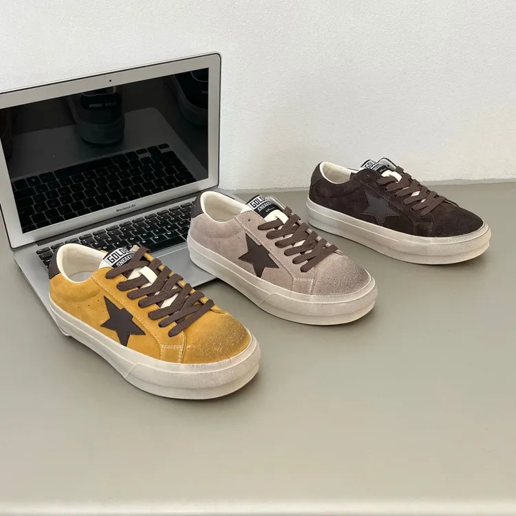 真皮星星小脏鞋女2025秋季新款运动休闲百搭平底复古做旧脏脏板鞋