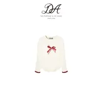 Dolly Ave「少女系列」高定优可丝棉混纺手工蝴蝶结收腰女童秋款T恤