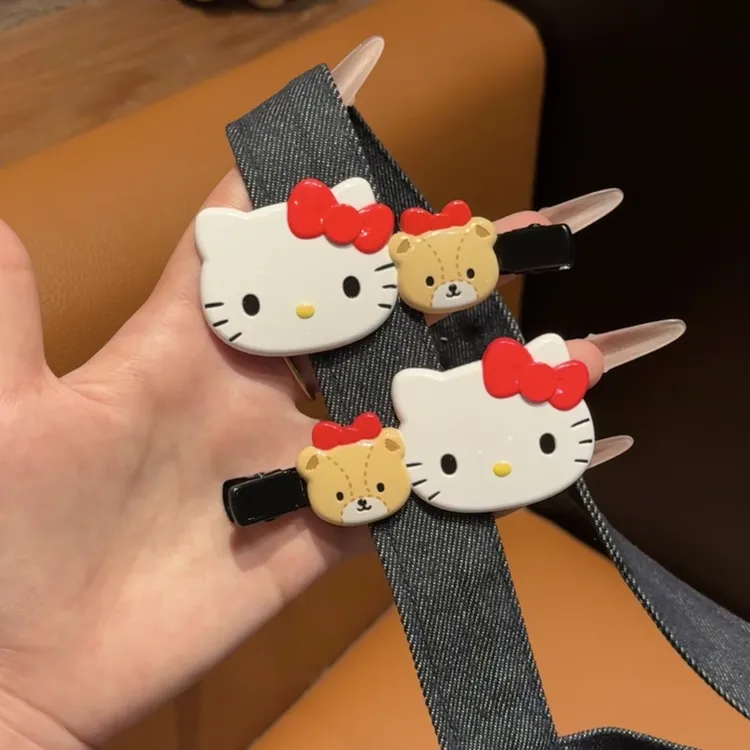 日系可爱鸭嘴侧边刘海发夹卡通甜美少女凯蒂发饰kitty