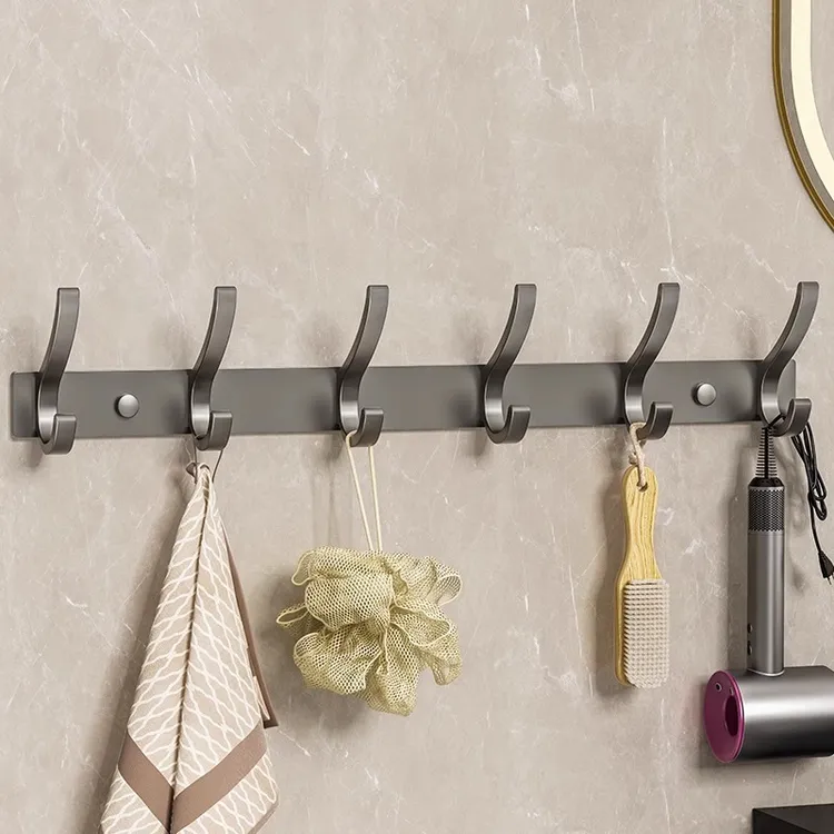 免打孔太空铝挂衣钩浴室卫生间衣帽钩门后排钩挂衣架强力粘钩挂钩