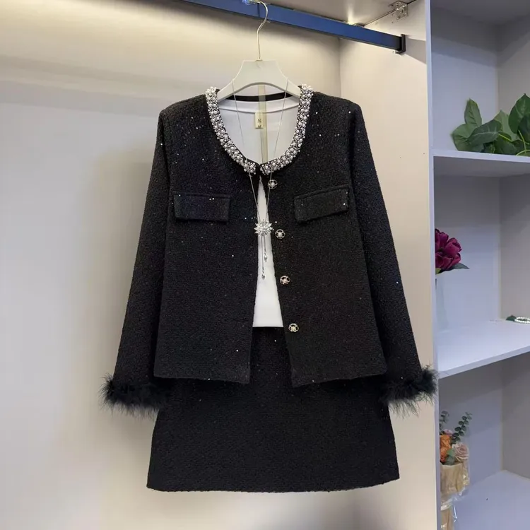 2025年早春新款高品质气质小香风编织时尚套裙