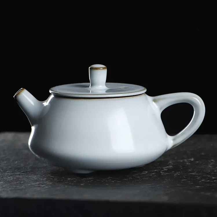 凝香阁 茶养开片铁胎月白汝窑小石瓢壶 陶瓷家用冰裂纹日式泡茶壶