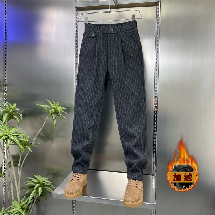【运费补贴】新款抗寒防风保暖商务休闲平脚裤高端休闲裤男士冬潮流