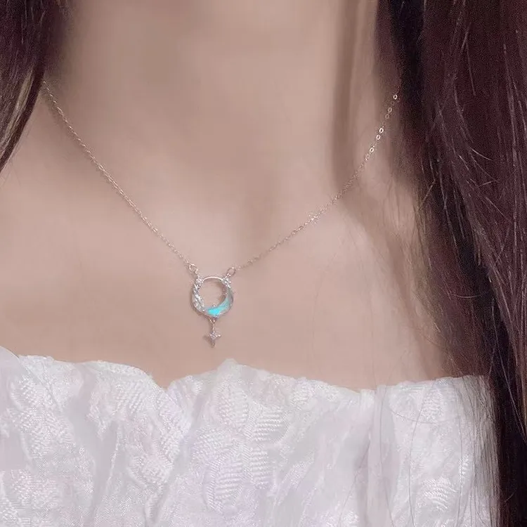 坠链均925银坠链均银湾星河项链吊坠小众轻奢锁骨链闺蜜送女友