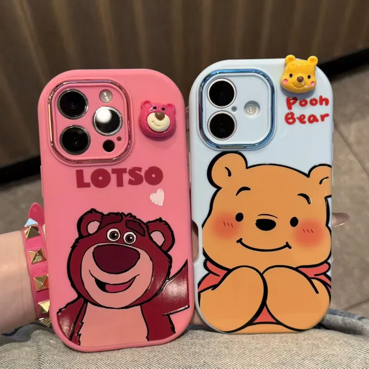 GGBond维尼草莓熊公仔适用苹果17/16胖子手机壳华为oppo小米vivo