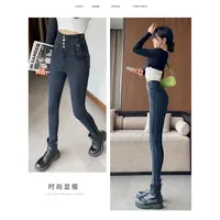 2025秋季新款紧身春秋款弹力裤子高腰小脚裤小黑裤女