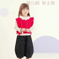 【亲爱的茁】秀场款女童秋季单色碎花时尚休闲宽松阔腿裤1114490