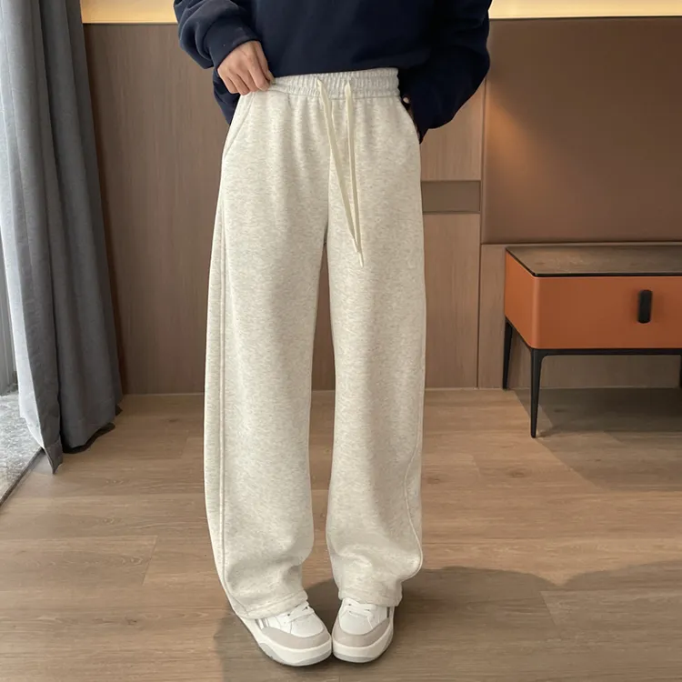 灰色运动裤直筒春秋冬2025新款卫裤小个子显瘦运动裤子弯刀阔腿裤