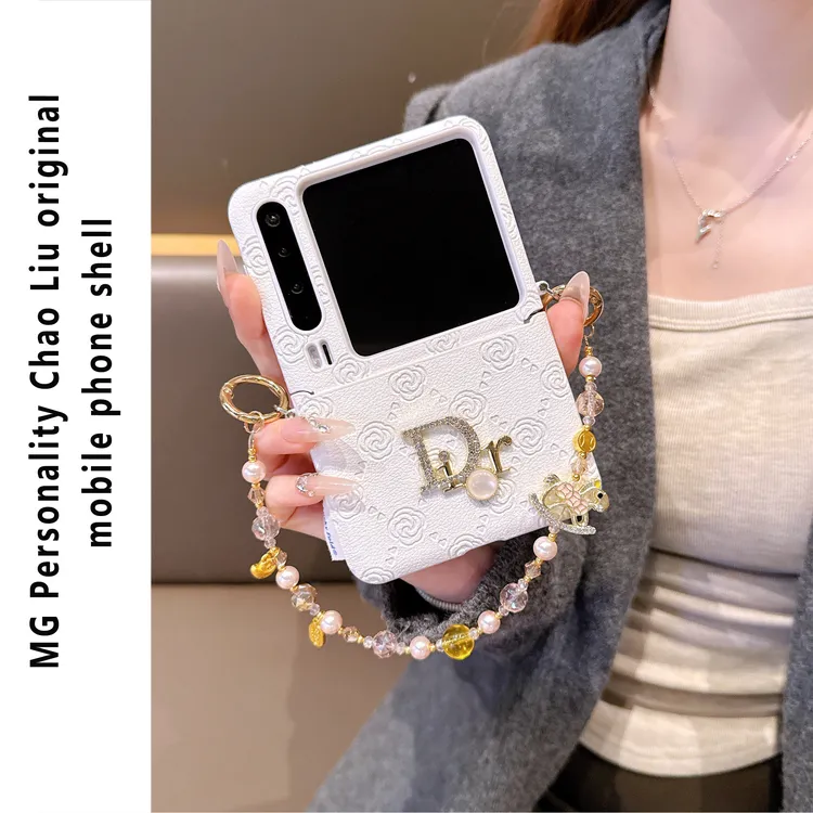 ins风复古潮牌白玫瑰适用华为PuraX手机壳三星zflip7折叠屏pocket